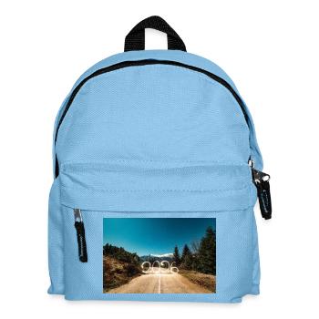 Jahr 2026 Licht bemalt mit verschneiten Bergen - Kinder Rucksack - Hellblau - Vorne