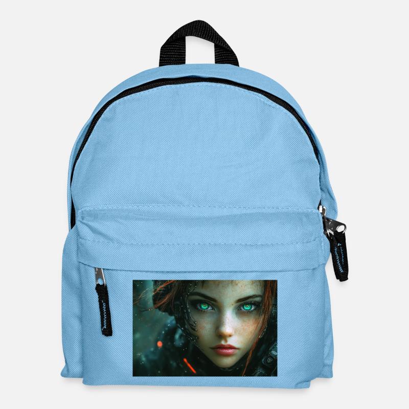 Cyberaugen im Neonlicht - Kinder Rucksack - Hellblau