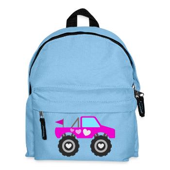 Pinker Monstertruck - Kinder Rucksack - Hellblau - Vorne