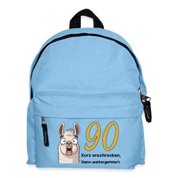 90 Geburtstag – Kurz erschrocken, dann gefeiert - Kinder Rucksack - Hellblau - Vorne