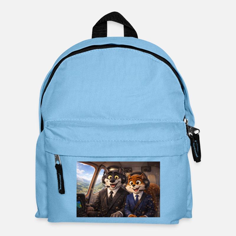 Flieger-Maskottchen im Cockpit - Kinder Rucksack - Hellblau