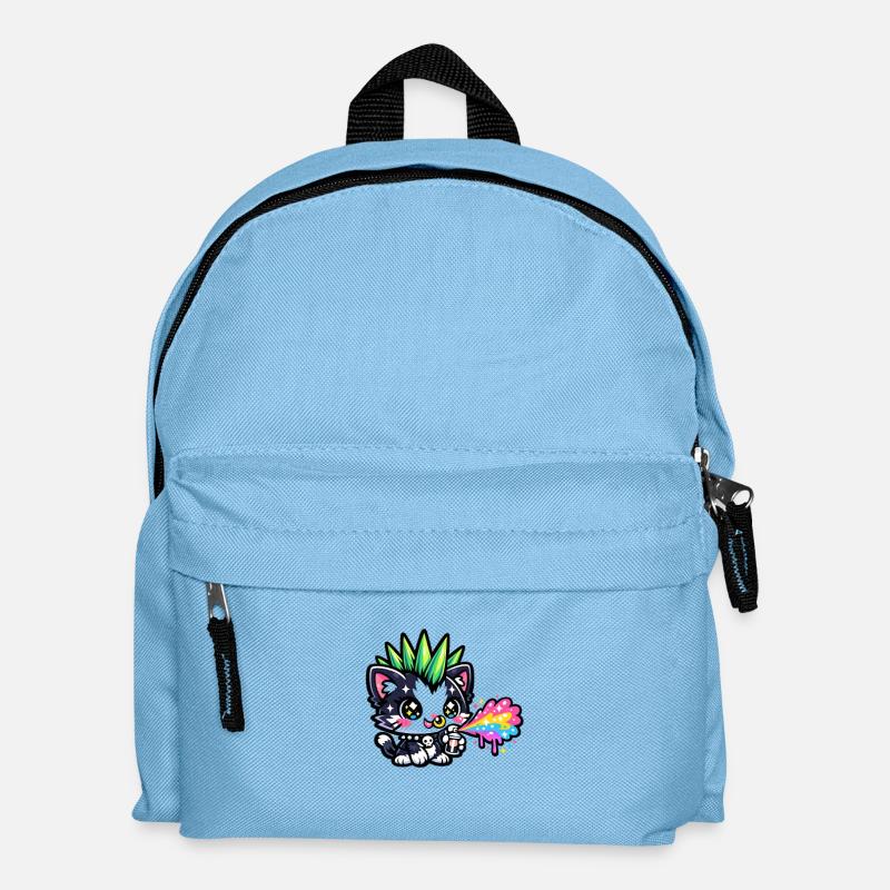 Punkkätzchen Neon Sprühfarben - Kinder Rucksack - Hellblau