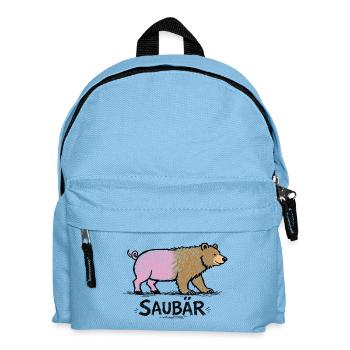 Saubär – Lustiges Tier Wortspiel mit Illustration - Kinder Rucksack - Hellblau - Vorne