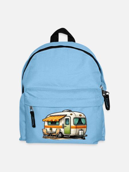 Retro Wohnwagen Campingzauber - Kinder Rucksack - Hellblau