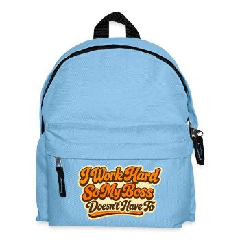 I work Hard Chef Spruch - Kinder Rucksack - Hellblau - Vorne