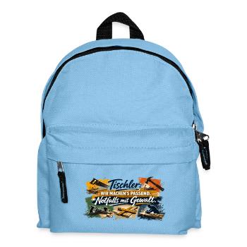 Tischler Spruch: Wir machen's passend - Kinder Rucksack - Hellblau - Vorne