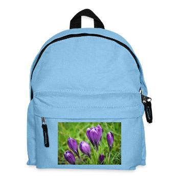 Purple Crocus Cluster im Frühlingsgarten - Kinder Rucksack - Hellblau - Vorne