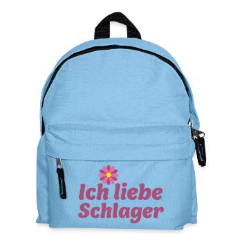 Schlager-Sticker: Musik & Blume Design - Kinder Rucksack - Hellblau - Vorne