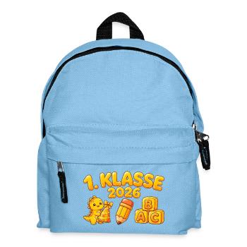 1. KLASSE 2026 Dino Einschulung - Schulanfang  - Kinder Rucksack - Hellblau - Vorne