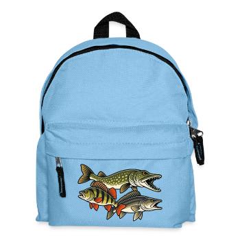 Hecht Zander Barsch Raubfisch Angeln - Kinder Rucksack - Hellblau - Vorne