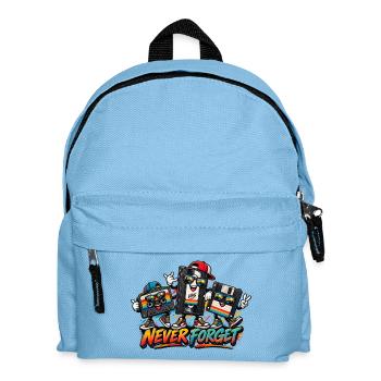Vintage-Never Forget Kassetten-Retro-T-Shirt - Kinder Rucksack - Hellblau - Vorne