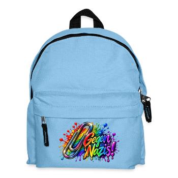 Gegen Nazis Regenbogen  Briefklammer Büroklammer - Kinder Rucksack - Hellblau - Vorne