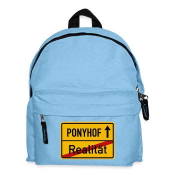 Ponyhof Realität Ortsschild Lustig Spruch Humor - Kinder Rucksack - Hellblau - Vorne