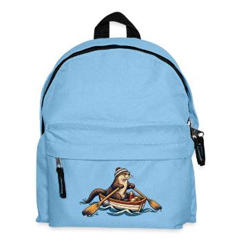 Otter im Ruderboot – Lustiges Wasser & Outdoor Mot - Kinder Rucksack - Hellblau - Vorne