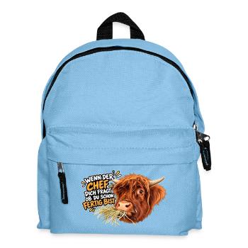 Kuhwitz Chef Highland Cattle - Kinder Rucksack - Hellblau - Vorne