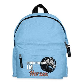 Reitbeteiligung im Herzen Geschenk für Pferdefreun - Kinder Rucksack - Hellblau - Vorne