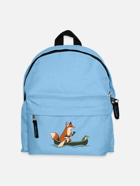Fuchs und Frosch im Kanu – Outdoor-Abenteuer - Kinder Rucksack - Hellblau