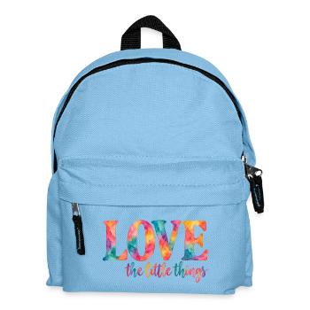 Love the little things – Bunter Aquarell-Spruch - Kinder Rucksack - Hellblau - Vorne