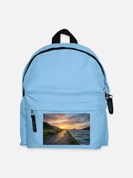 Sonnenuntergang auf dem Küstenweg - Kinder Rucksack - Hellblau