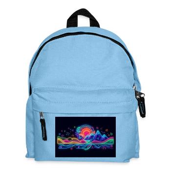 Retro Neon Neonlandschaft Berg & Sonne - Kinder Rucksack - Hellblau - Vorne