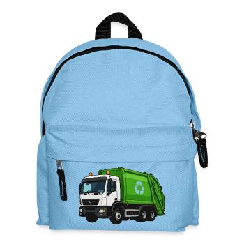Grüner Müllwagen Recycling - Kinder Rucksack - Hellblau - Vorne