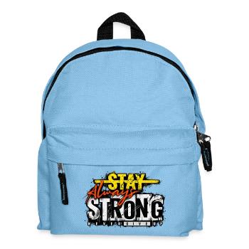 Stay Strong Never Give Up – Motivation Streetwear - Kinder Rucksack - Hellblau - Vorne