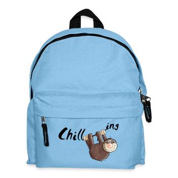 "Chillen" - Faultier - Faulenzen - Cartoon - Kinder Rucksack - Hellblau - Vorne