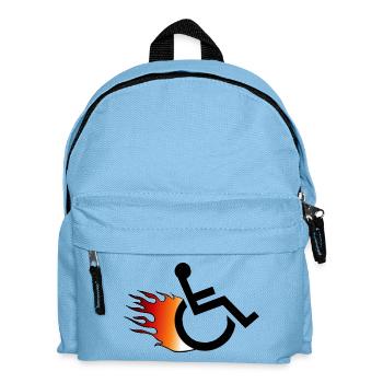 Fauteuil roulant enflammé. Fauteuil roulant avec flammes # - Sac à dos Enfant - bleu clair - Devant