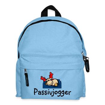 Rentier Elmondo auf der Couch als Passivjogger - Kinder Rucksack - Hellblau - Vorne