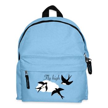 Stilvolle Schwalben im Flug mit Wolke - Kinder Rucksack - Hellblau - Vorne
