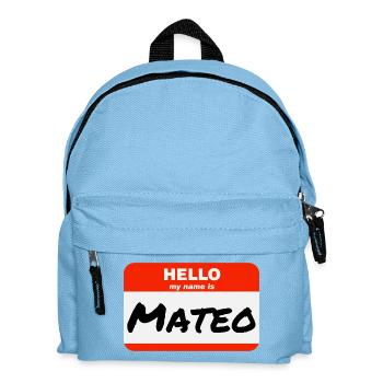 Bonjour, je m’appelle Mateo Étiquette Nom Tag - Sac à dos Enfant - bleu clair - Devant