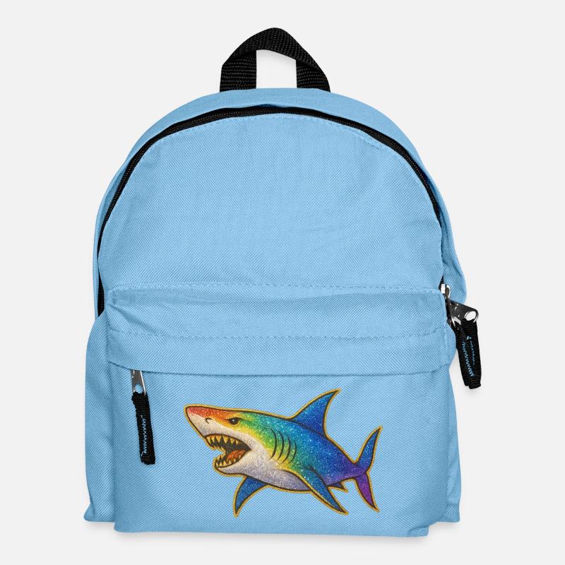 Regenbogen Glitzerhai Motiv - Kinder Rucksack - Hellblau