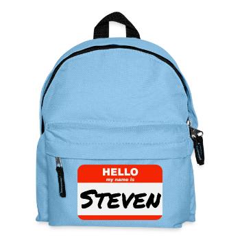 Hello My Name Is Steven Etikett Namensschild - Kinder Rucksack - Hellblau - Vorne