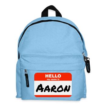 Hello My Name Is Aaron Label Name Tag - Kids' Backpack - light blue - Front