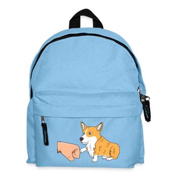 Niedlicher Corgi-Hund Fauststoß Pfote Begrüßung lustiges Haustier - Kinder Rucksack - Hellblau - Vorne