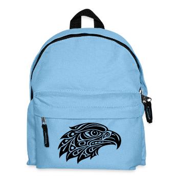 Tribal Adlerkopf – Kraftvolles Schwarz-Weiß-Design - Kinder Rucksack - Hellblau - Vorne