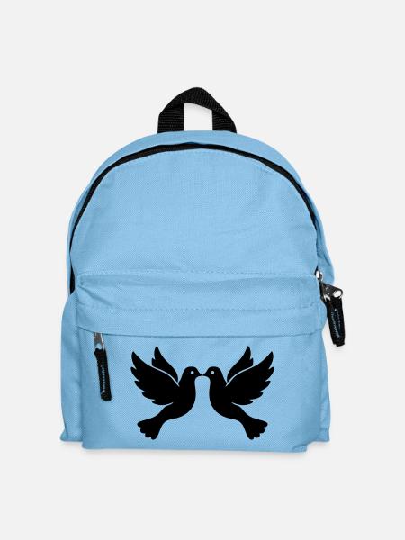 Hochzeitstauben – Schwarze und Weiße Turteltauben - Kinder Rucksack - Hellblau