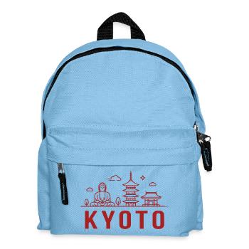 Kyoto Japan Minimalist Red Line Art Skyline - Kids' Backpack - light blue - Front