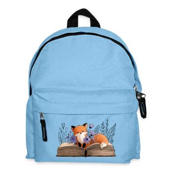 Fox on a book with flowers - Kids' Backpack - light blue - Front