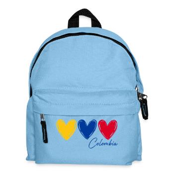 T-shirt Colombie Cœurs Drapeau Fierté - Sac à dos Enfant - bleu clair - Devant