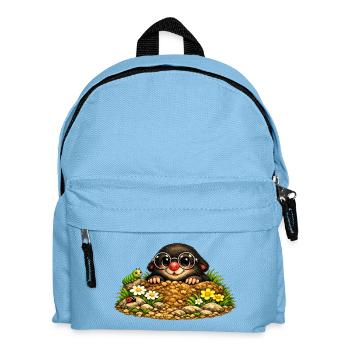 Cute mole with glasses - Kids' Backpack - light blue - Front