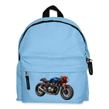 Café Racer Kunstmotorrad BlauRot Gold - Kinder Rucksack - Hellblau - Vorne