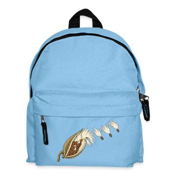 Seidenpflanzenkapsel und treibende Samen - Kinder Rucksack - Hellblau - Vorne