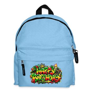 Herzlichen Glückwunsch zum Geburtstag Graffiti Rasta: Nur gute Stimmung! - Kinder Rucksack - Hellblau - Vorne
