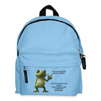 Grüner Frosch zum Thema Tattoo - Kinder Rucksack - Hellblau - Vorne