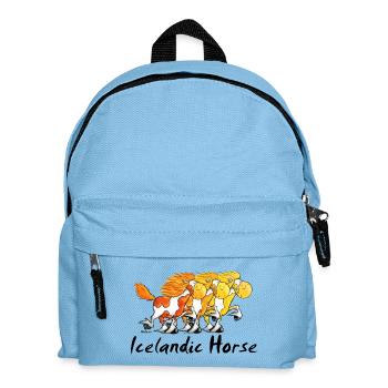 Trois Chevaux Islandais Drôles - Sac à dos Enfant - bleu clair - Devant