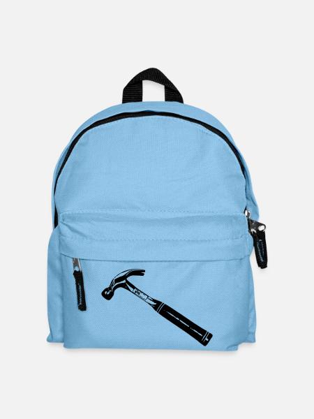 Hammer T-shirt, carpenter work, Self Employed, - Kids' Backpack - light blue