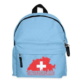 Swiss Map Cross Emblem with Silhouettes - Kids' Backpack - light blue - Front