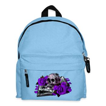 Schädel im violetten Rosenbuch - Kinder Rucksack - Hellblau - Vorne