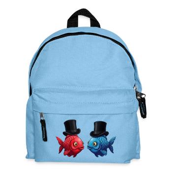 Elegante Fischpaare mit Zylinder - Kinder Rucksack - Hellblau - Vorne